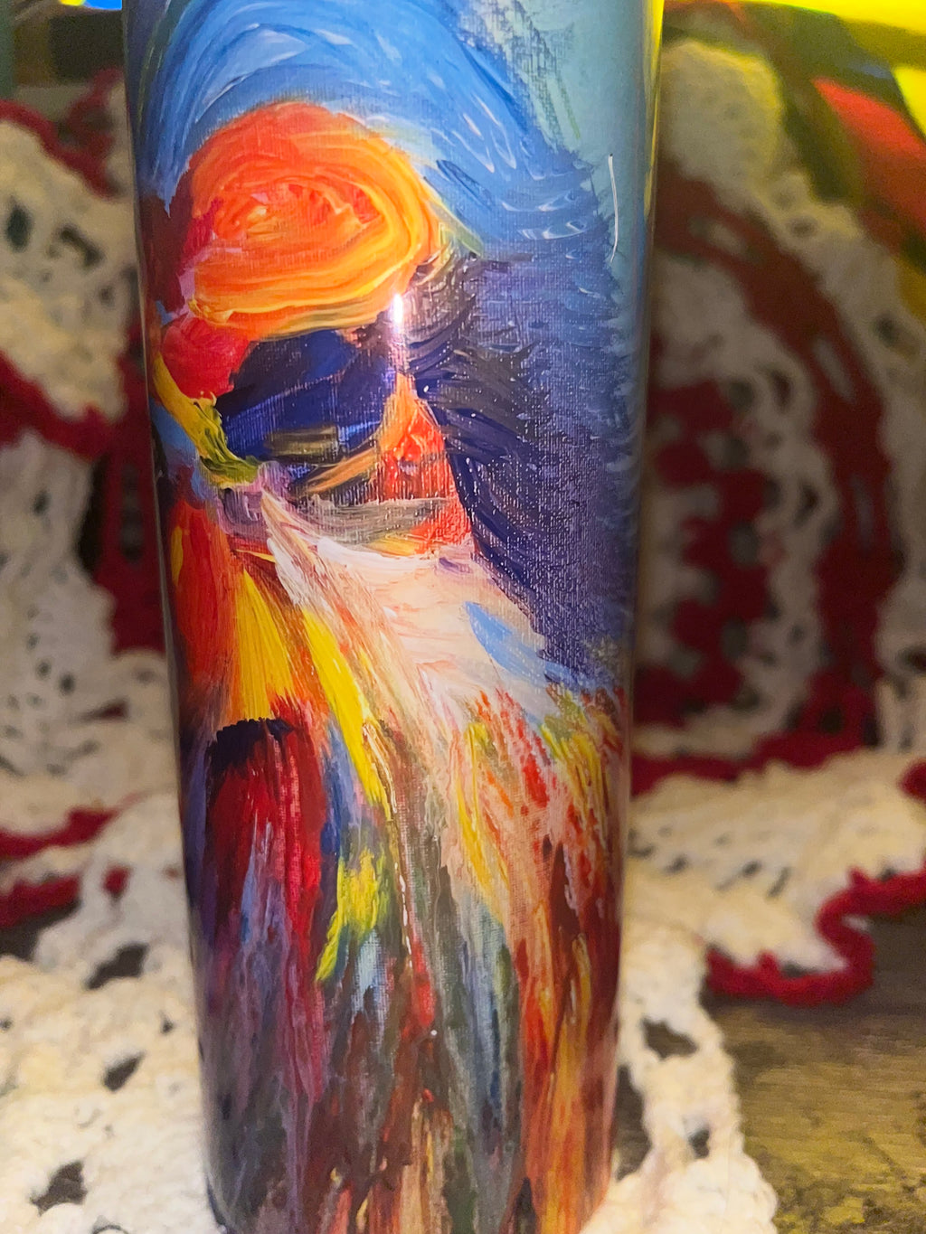 Spectrum King– Original Abstract Lion Mixed Media Tumbler