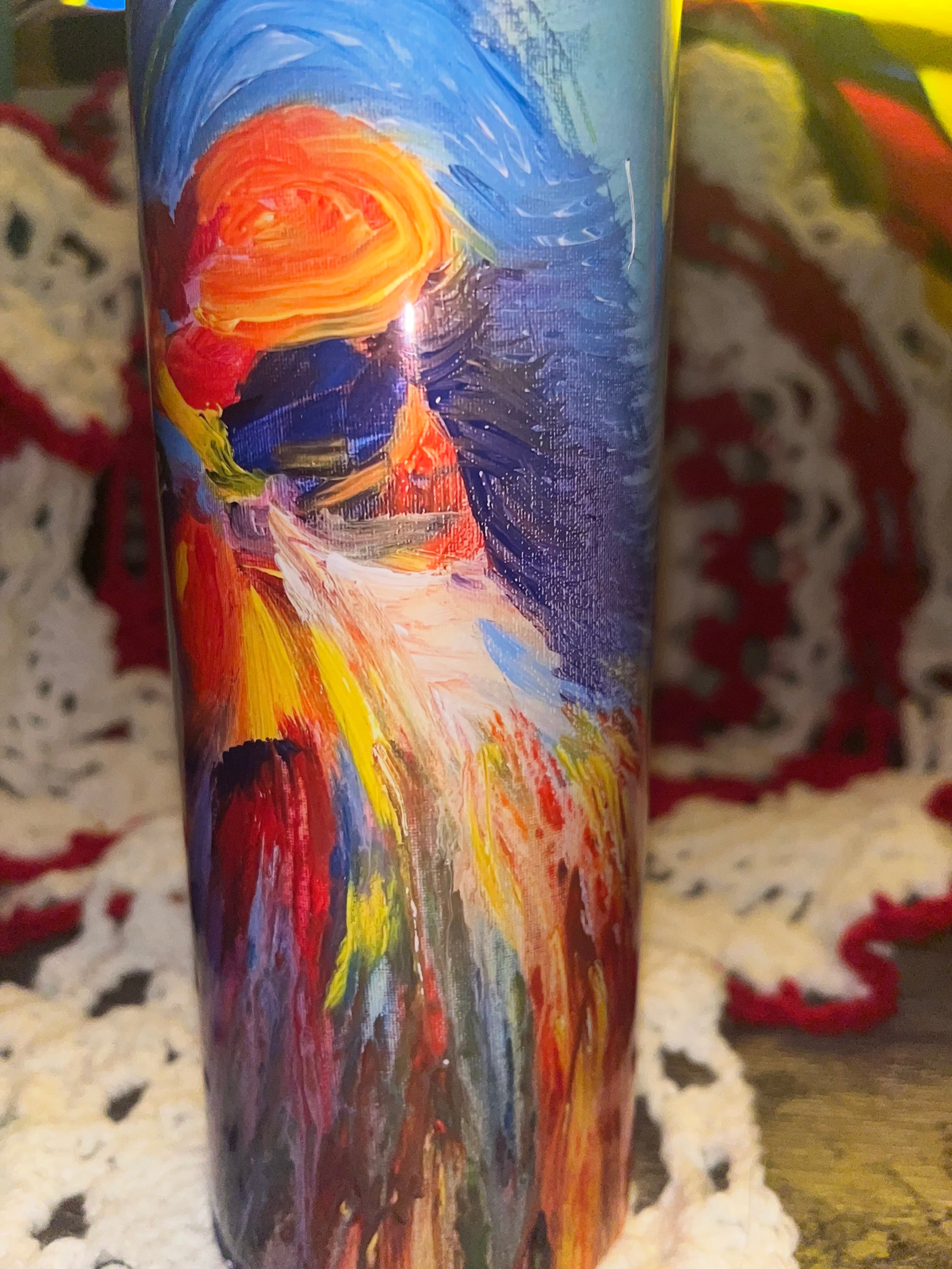Spectrum King– Original Abstract Lion Mixed Media Tumbler