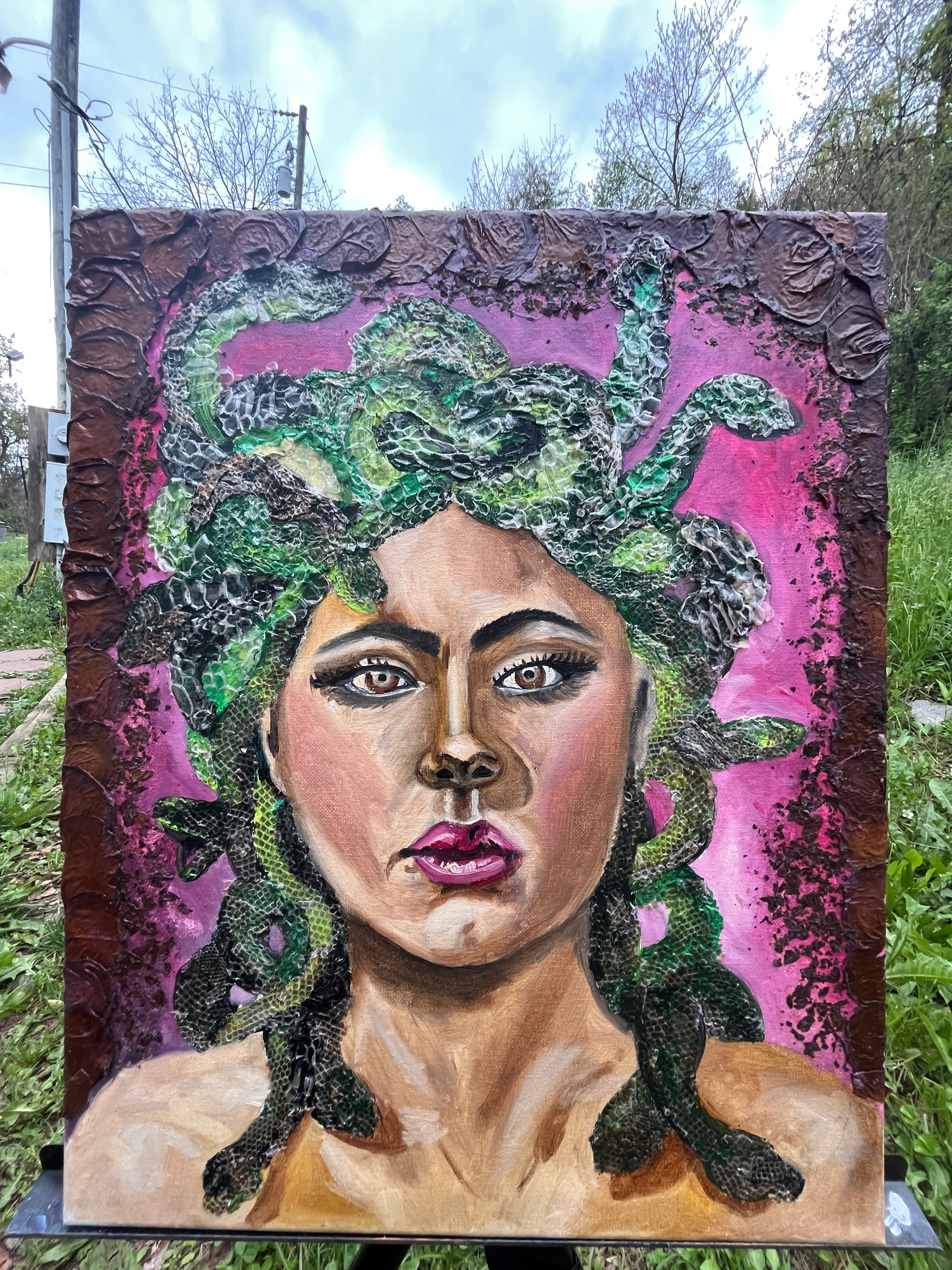 Snake skin and roses