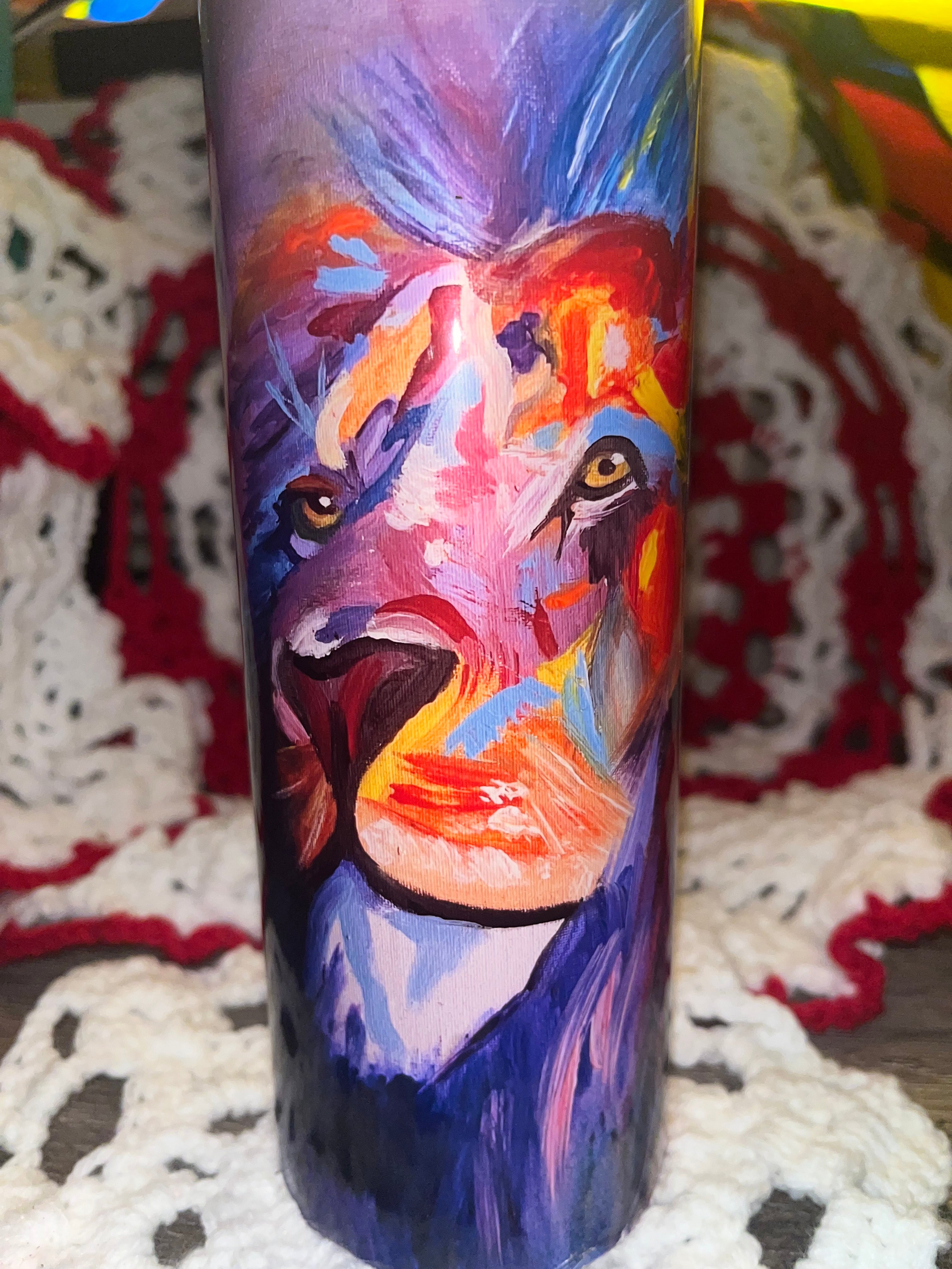 Spectrum King– Original Abstract Lion Mixed Media Tumbler