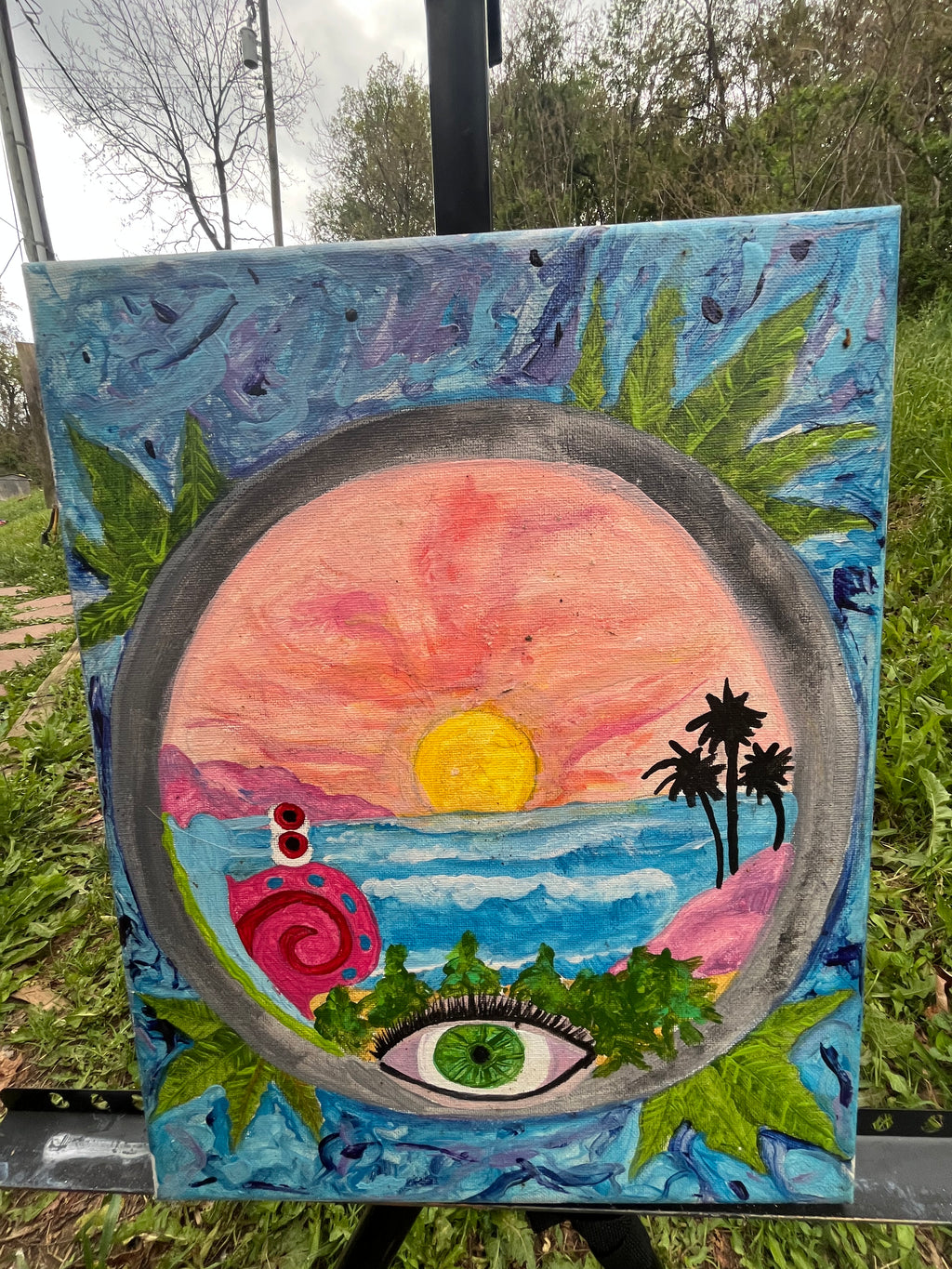 Porthole to Paradise: A Surreal Sunset