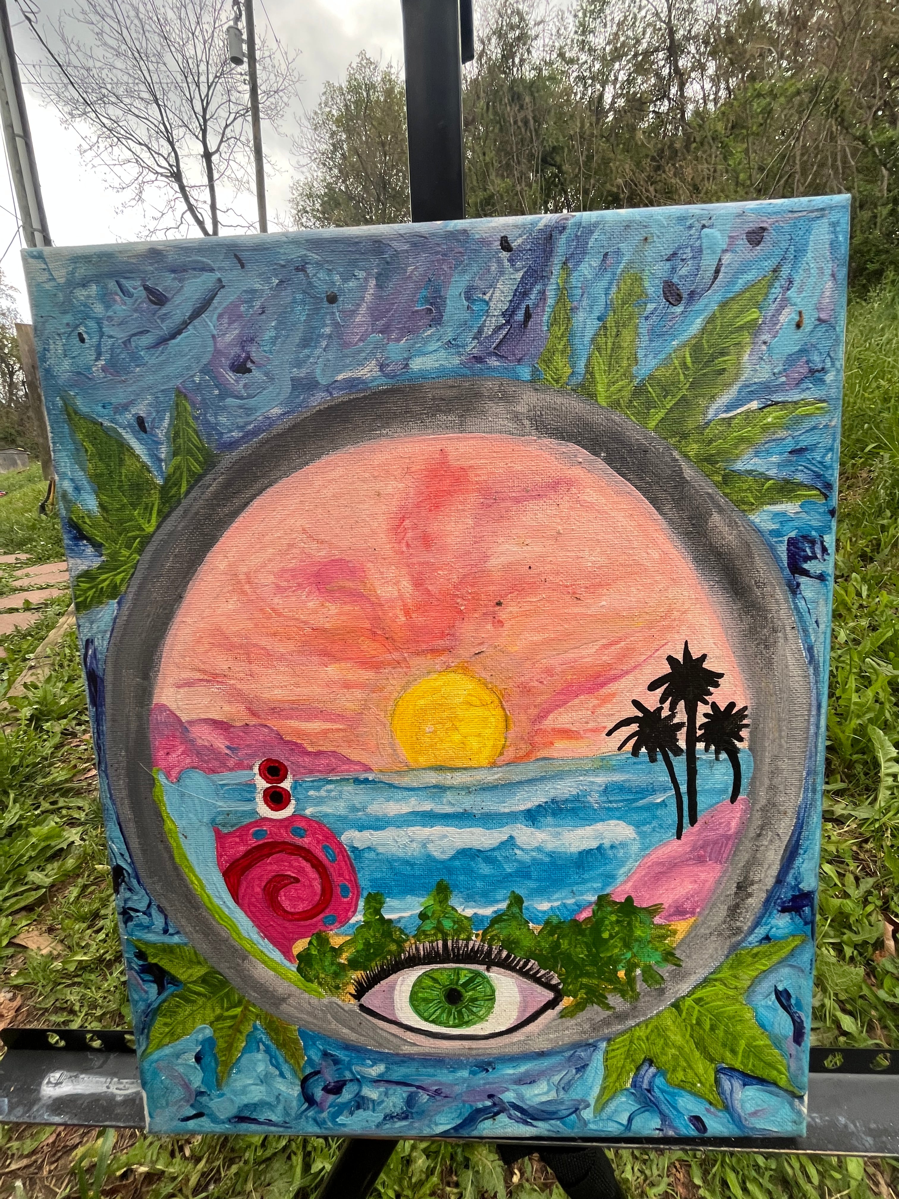Porthole to Paradise: A Surreal Sunset