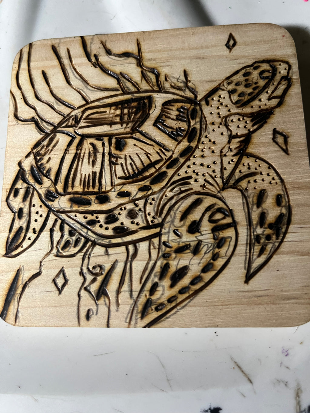 Hand-Burned Wooden Coasters | Original Pyrography Art