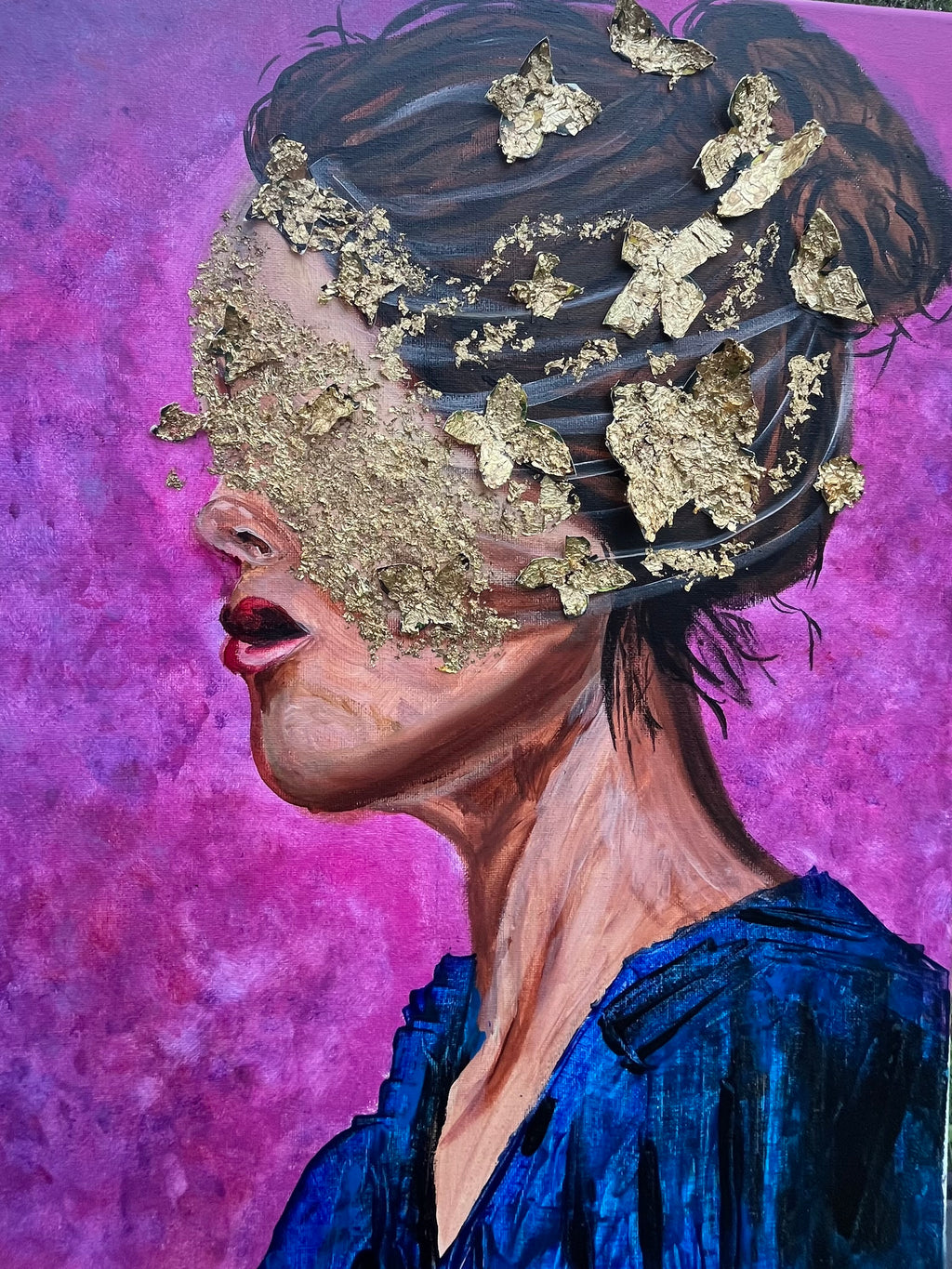 Gilded Butterflies - Gold Leaf & Acrylic on Canvas