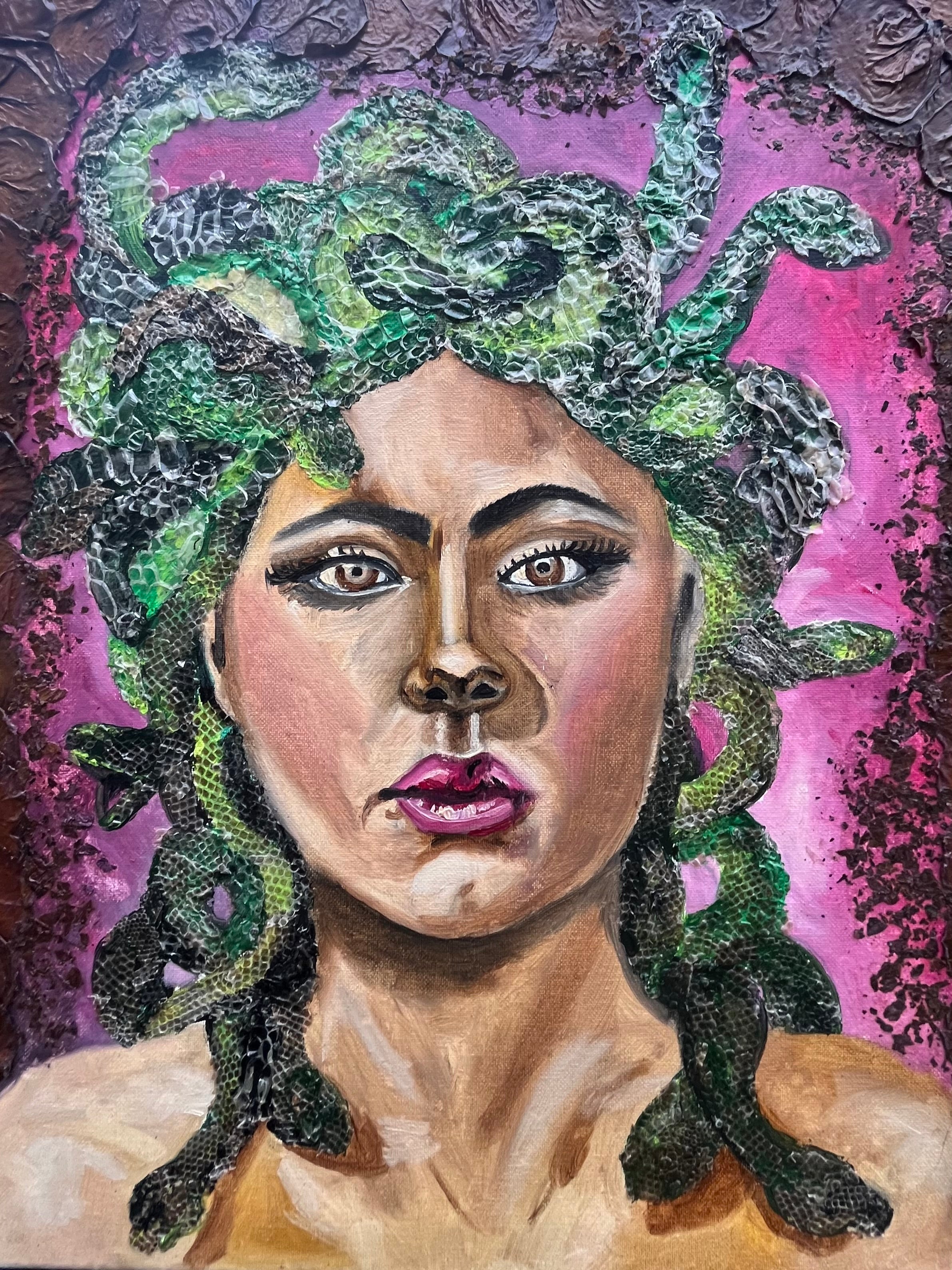 Snake skin and roses