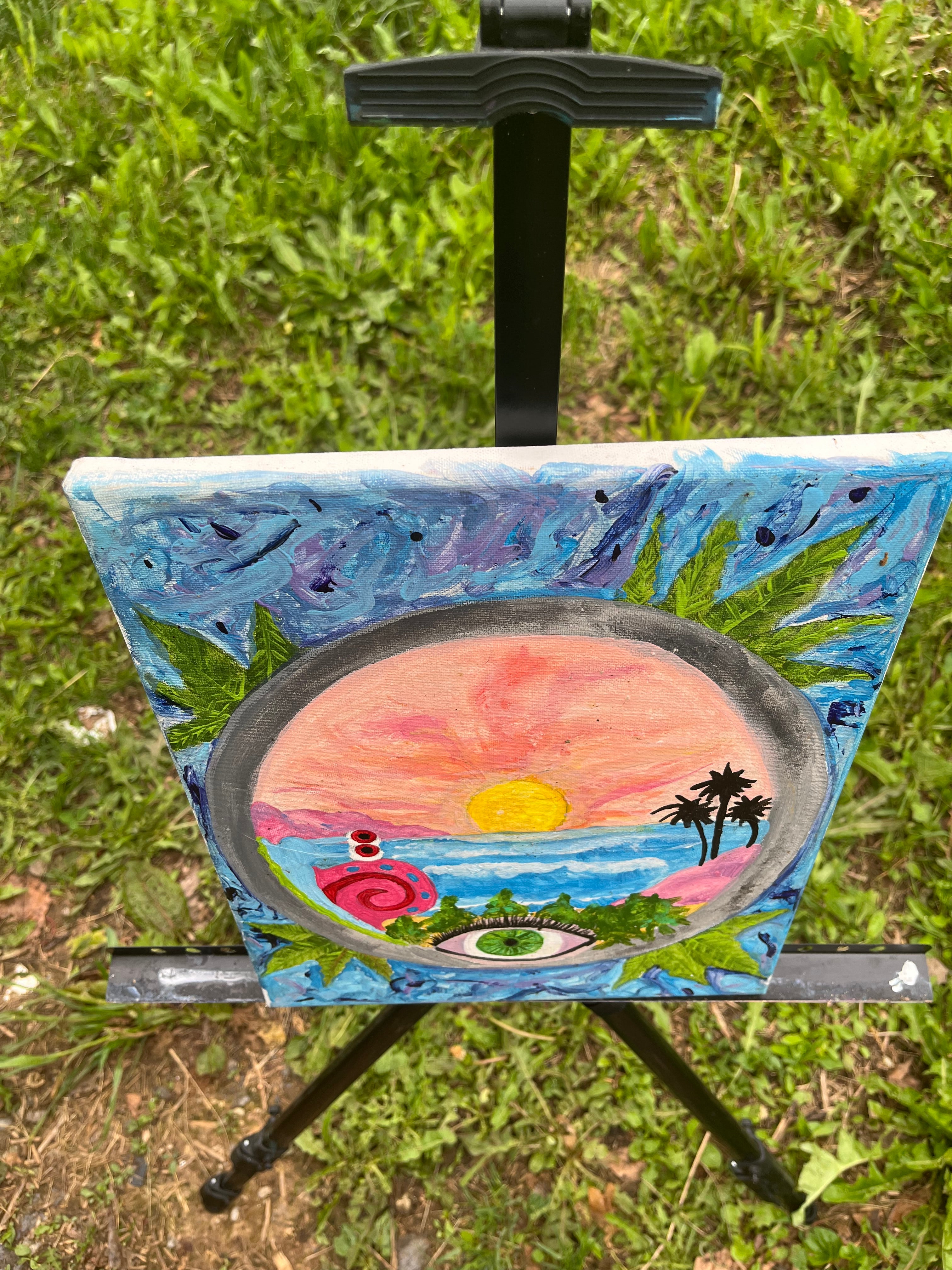 Porthole to Paradise: A Surreal Sunset