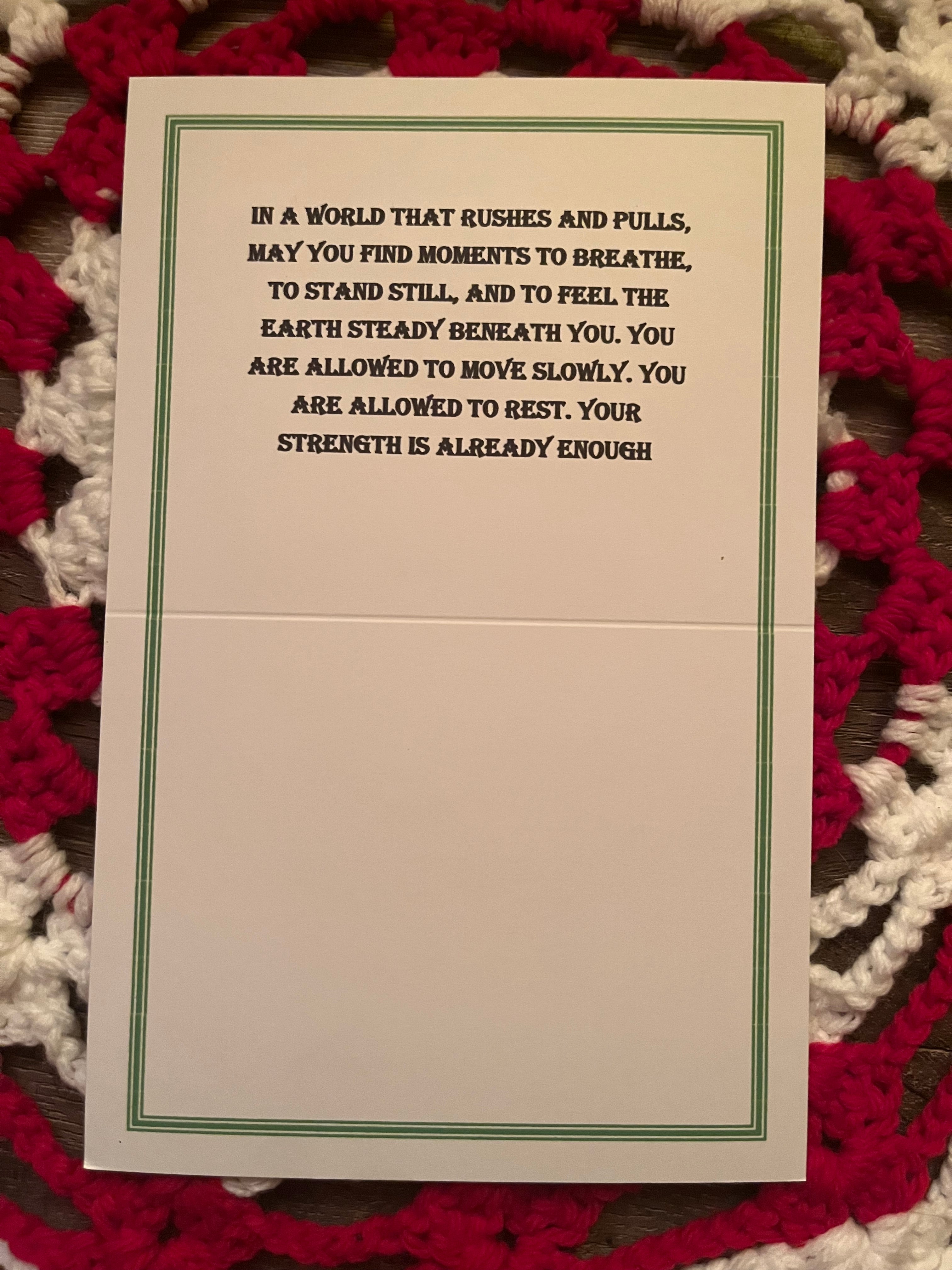 "Your Strength is Enough" – Highland Cow Encouragement Greeting Card